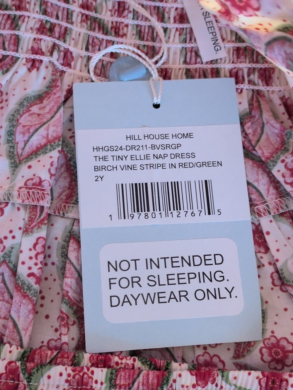 Hill House Tiny Ellie Nap Dress In Birch Vine Red Green Stripe - 2Y