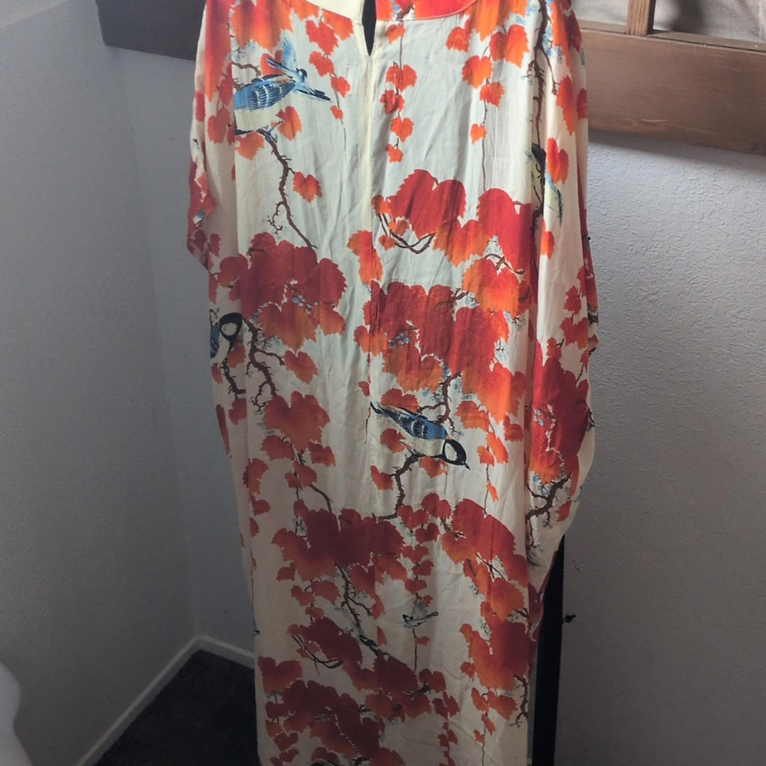 One Hundred Stars Margaux Kaftan Maxi Dress Acer Bird Red - OSFM