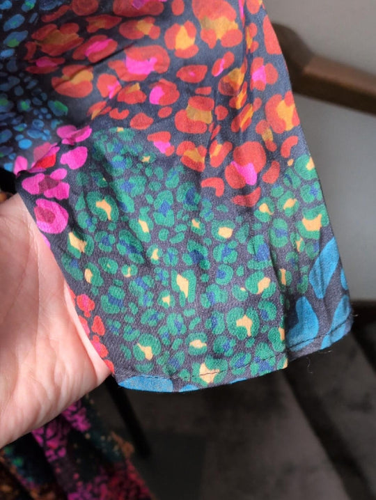Viral Tiktok Farm Rio Rainbow Hearts Viscose Midi Dress - M