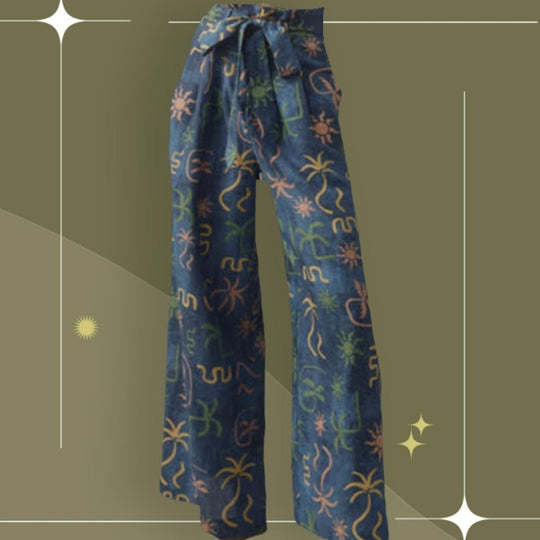 Corey Lynn Calter Linen Tropical Wide Leg Pants - Medium