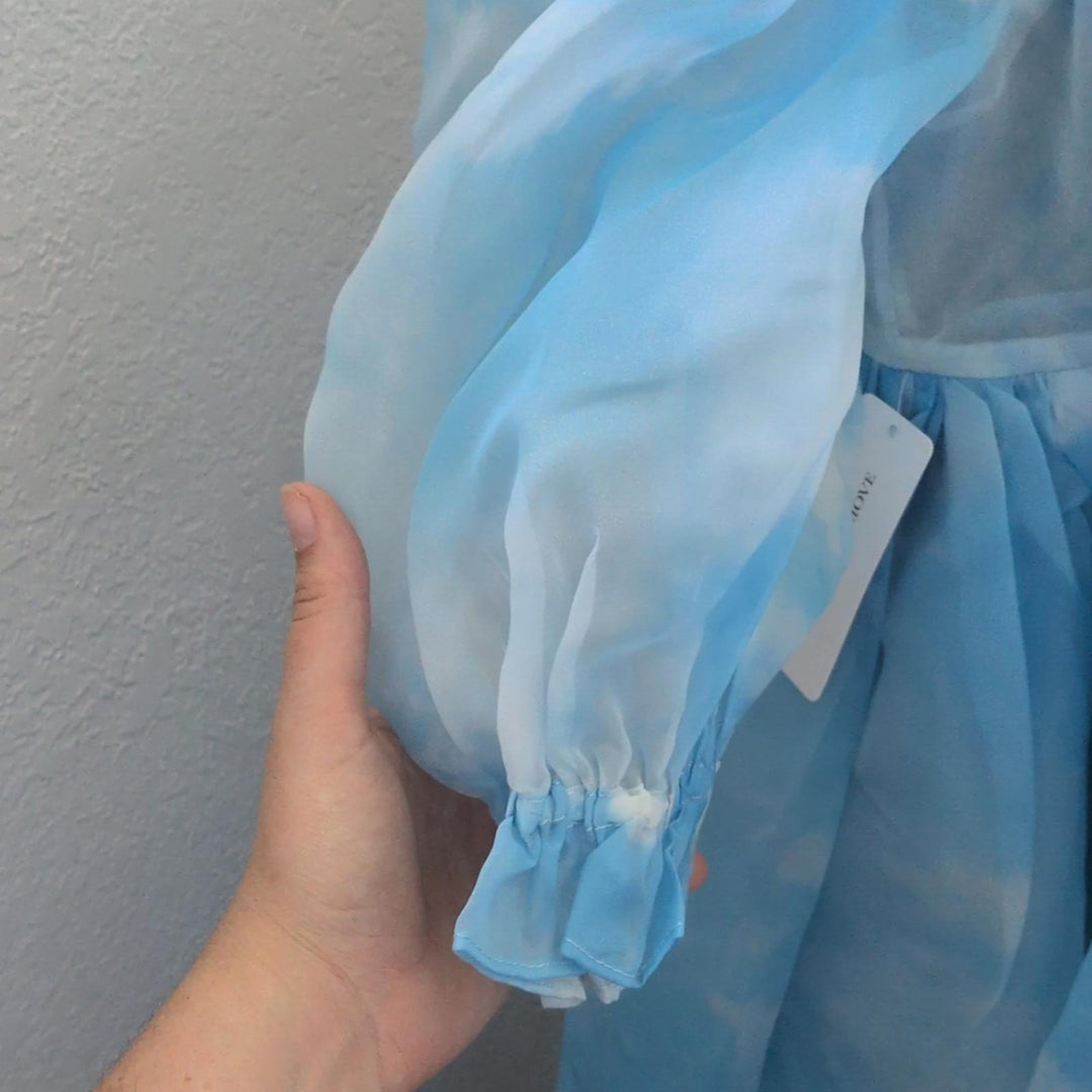 Selkie French Puff Dress In Blue Cloud - Medium