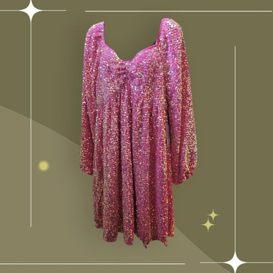 Ivy City Co Jewel Dress In Pink Sequin - Large