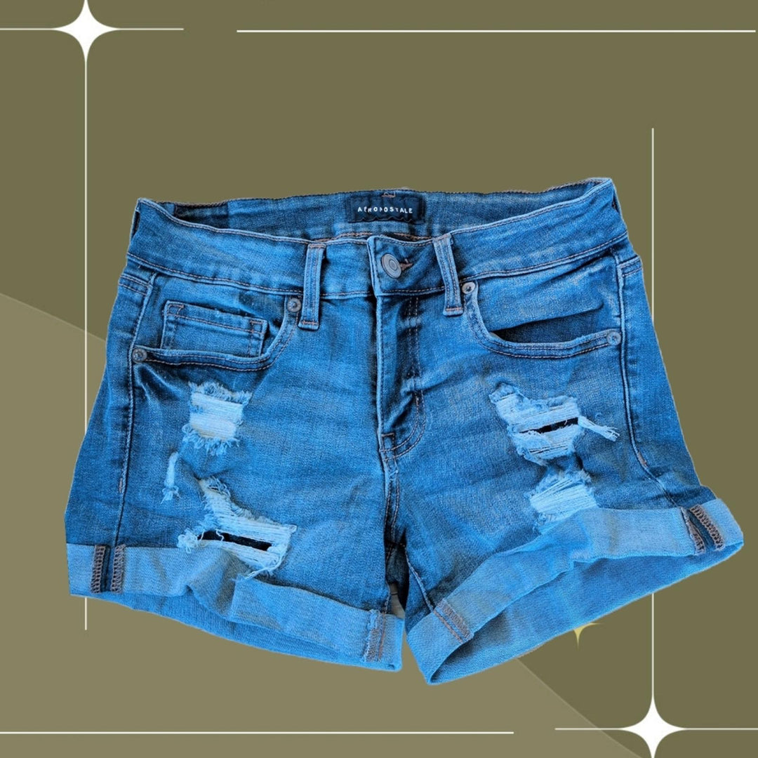 Aeropostale Junior Girls / Teen Distressed Low-rise Midi Shorts - Girls 4