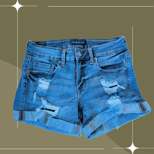 Aeropostale Junior Girls / Teen Distressed Low-rise Midi Shorts - Girls 4