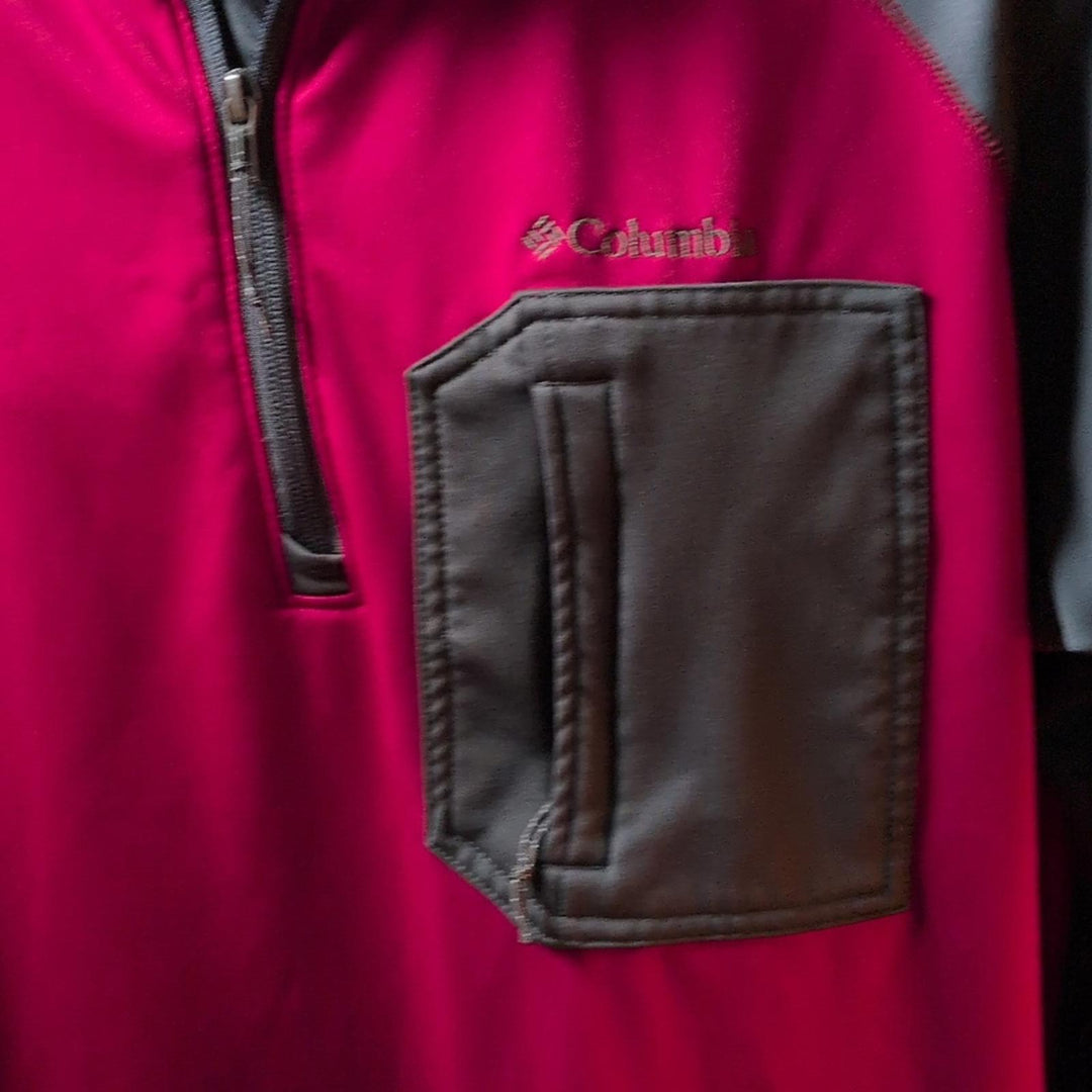 Columbia Quarter Zip Sweater In Red/Gray - Large