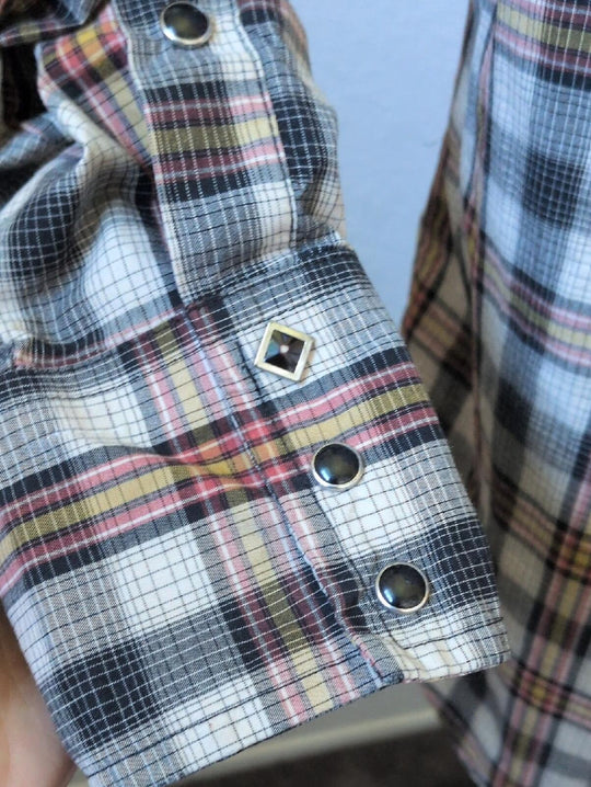 Vintage Wrangler Plaid Pearl Snap Button Down Shirt - Medium