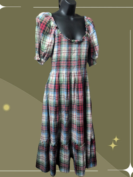The Louisa Nap Dress in Tartan Plaid by  Hill House Home size m
