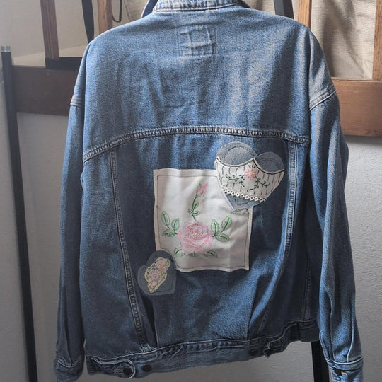 Upcycled By Unpacka Vintage Levis Jean Jacket With Embroidery - Xs/S