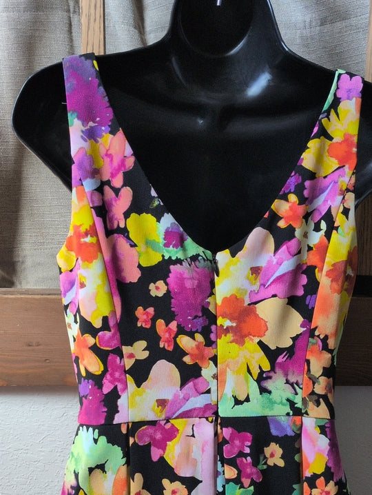 The Limited Bright Floral Skater V Neck Dress - 2