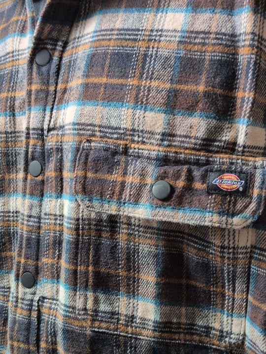 DICKIES Heavyweight Brawny Flannel Chocolate Brown Plaid - 2XL