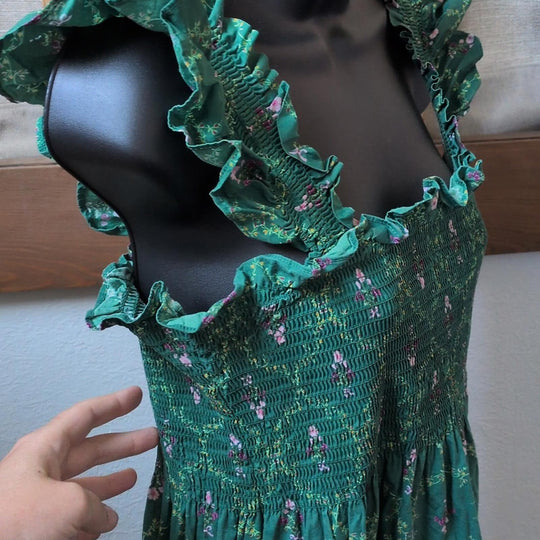 Hill House Ellie Nap Dress In Emerald Trellis Print