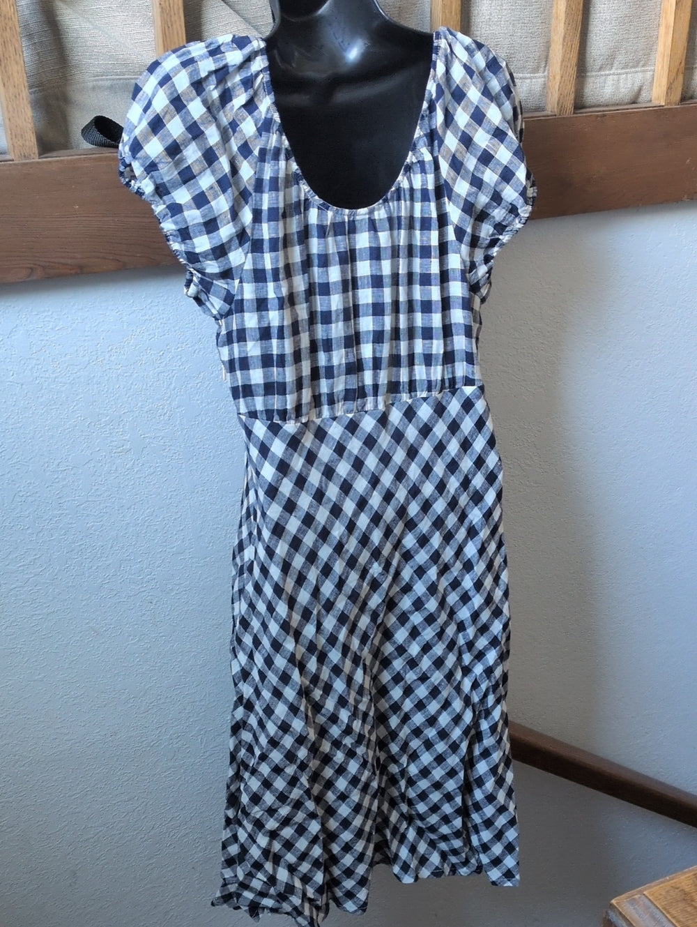 Gap × DÔEN 100% Linen Gingham Midi Dress size large