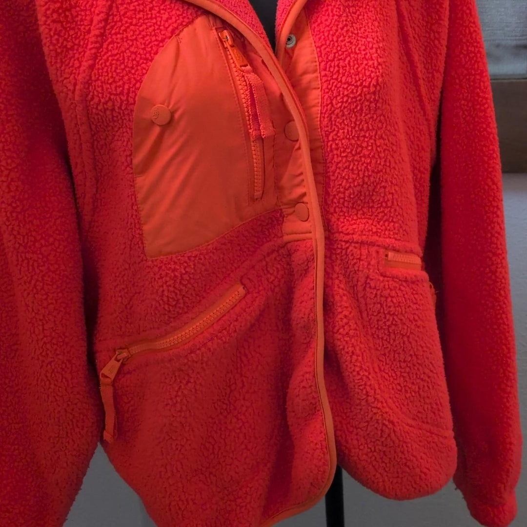 Fp Movement Hit The Slopes Oversized Jacket In Neon Coral - Small