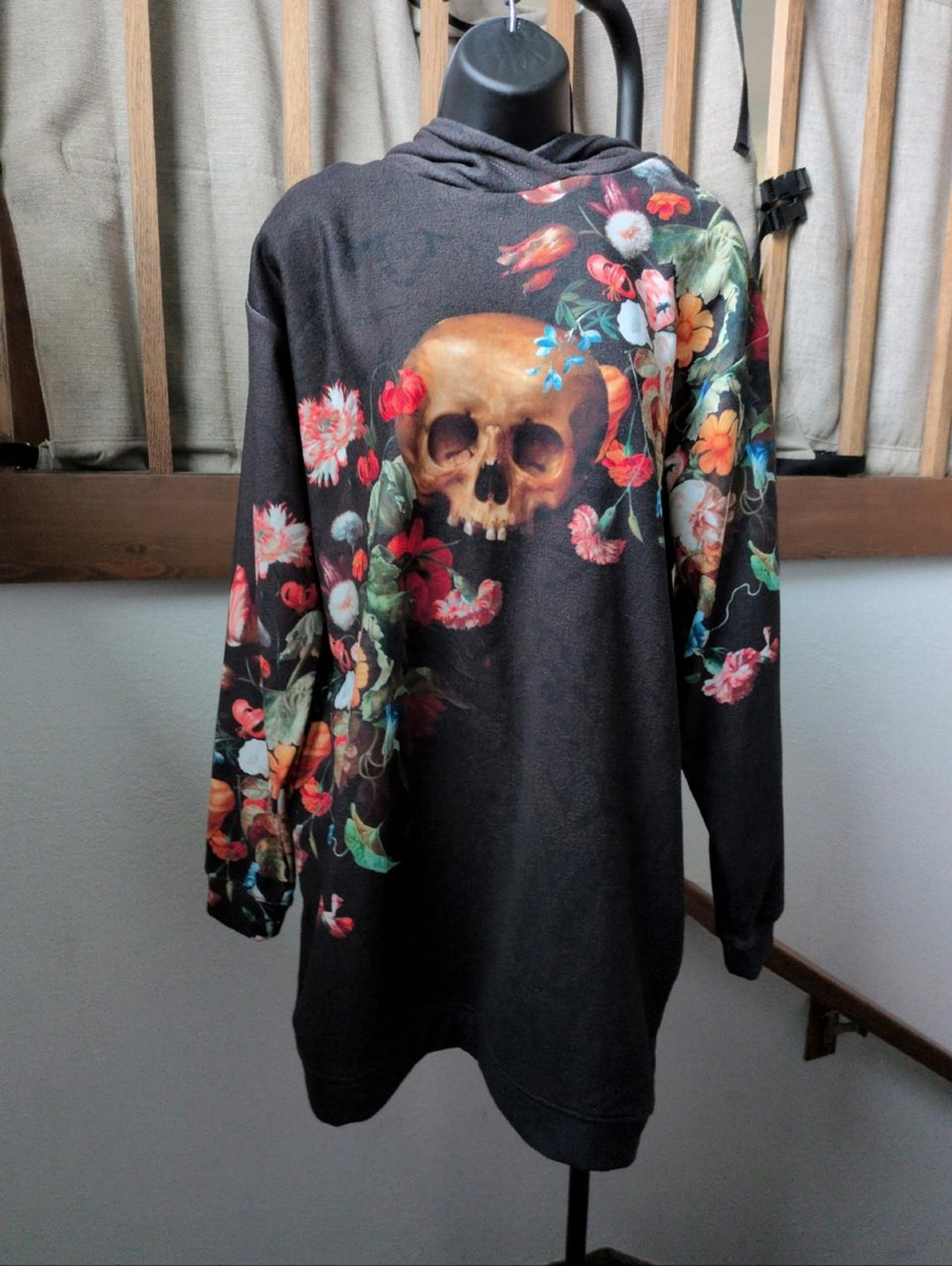 Aloha from Deer Black Danse Macabre Oversized Longline Hoodie  - Small
