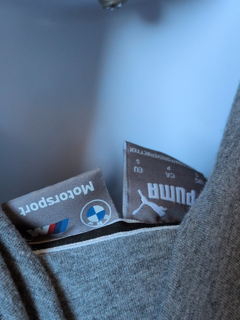 PUMA BMW M Motorsport Essentials Fleece Hoodie in medium heather gray- small