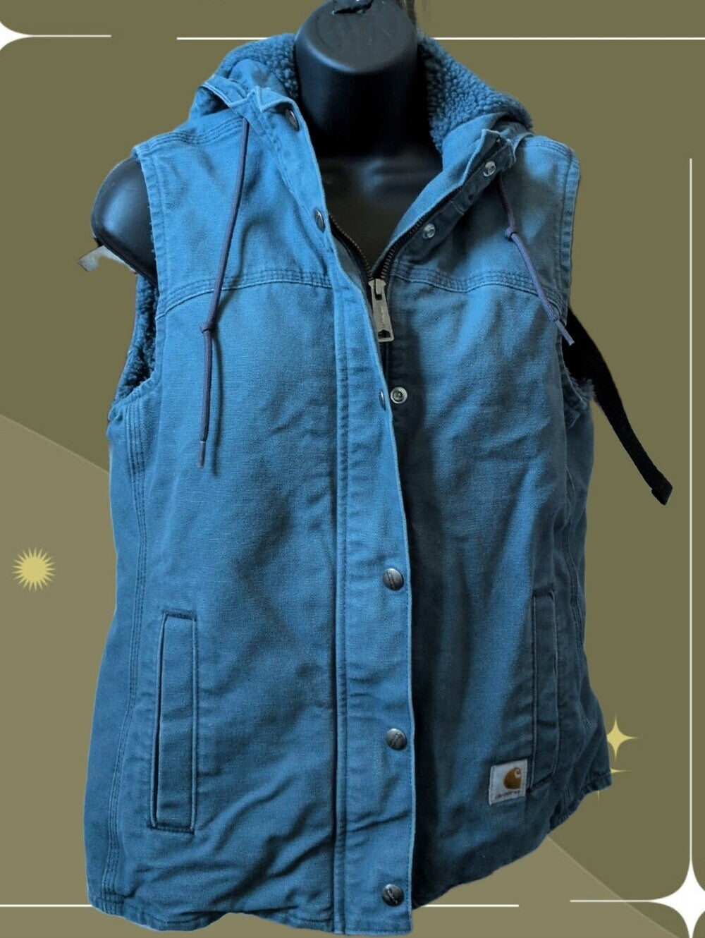 Vintage Carhartt women's sherpa-lined hooded vest - xs