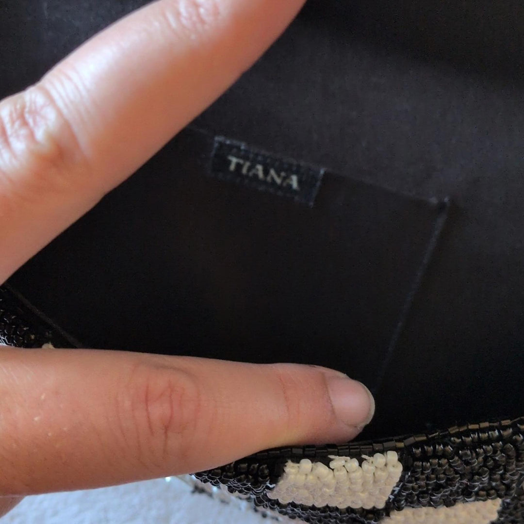 Tiana NY Vroom Beaded Clutch With Silver Chain