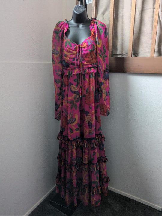 FARM Rio Sweet Forest pink floral print long-sleeve maxi dress - Small