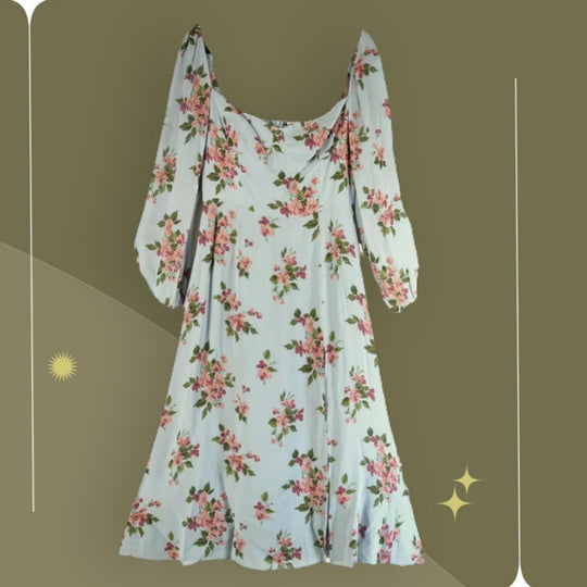 Reformation Shelby Blue Floral Midi Dress - 8