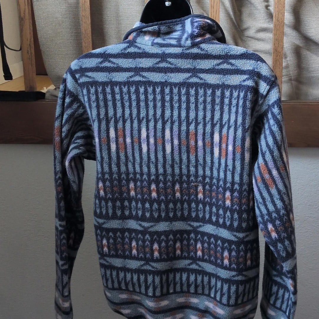 Patagonia Kuda Klash Blue Pattern Snap T Synchilla Sweatshirt - XS