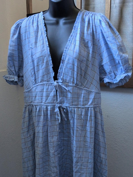 Hill House Home Sabrina dress in a blue Diana check plaid - XL