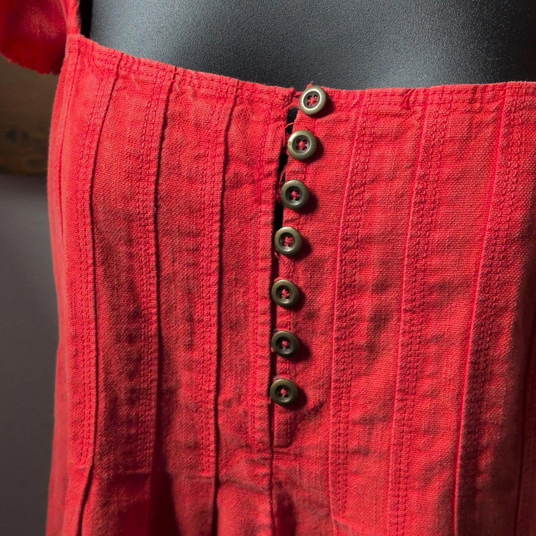 Pilcro Flutter Sleeve Midi Dress In Cayenne Red Size XS