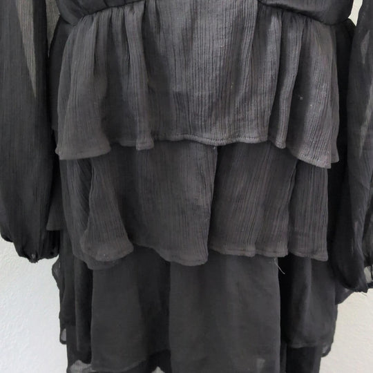 Abercrombie Black Tiered Long Sheer Sleeve Mini Dress