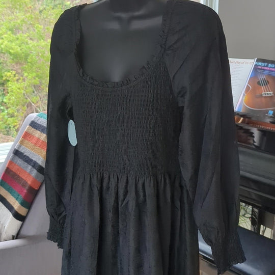 Hill House home Emily nap dress in black crushed taffeta