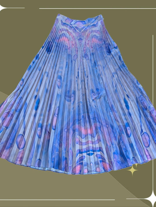 Anthropologie Siddhartha Bansal Marble-dyed Pleated Maxi Skirt Size 8