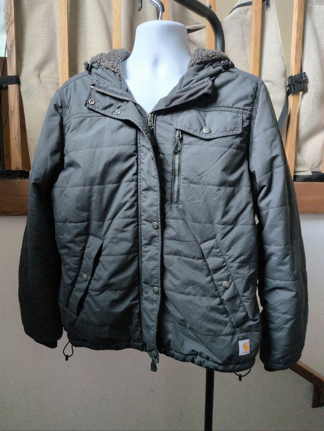 Carhartt women's black hooded utility jacket style 103909 - XL