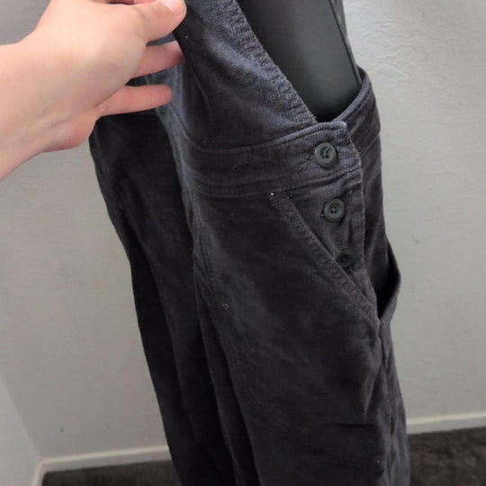 Patagonia Stand Up Cropped Corduroy Overalls In Gray Black -  US 12