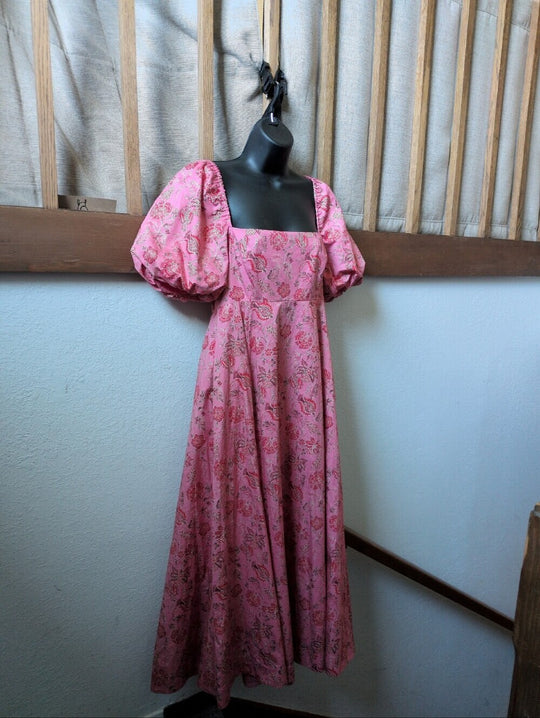 Hill House Home The Matilda Dress  in the Pink Pimlico Floral Ikat pattern