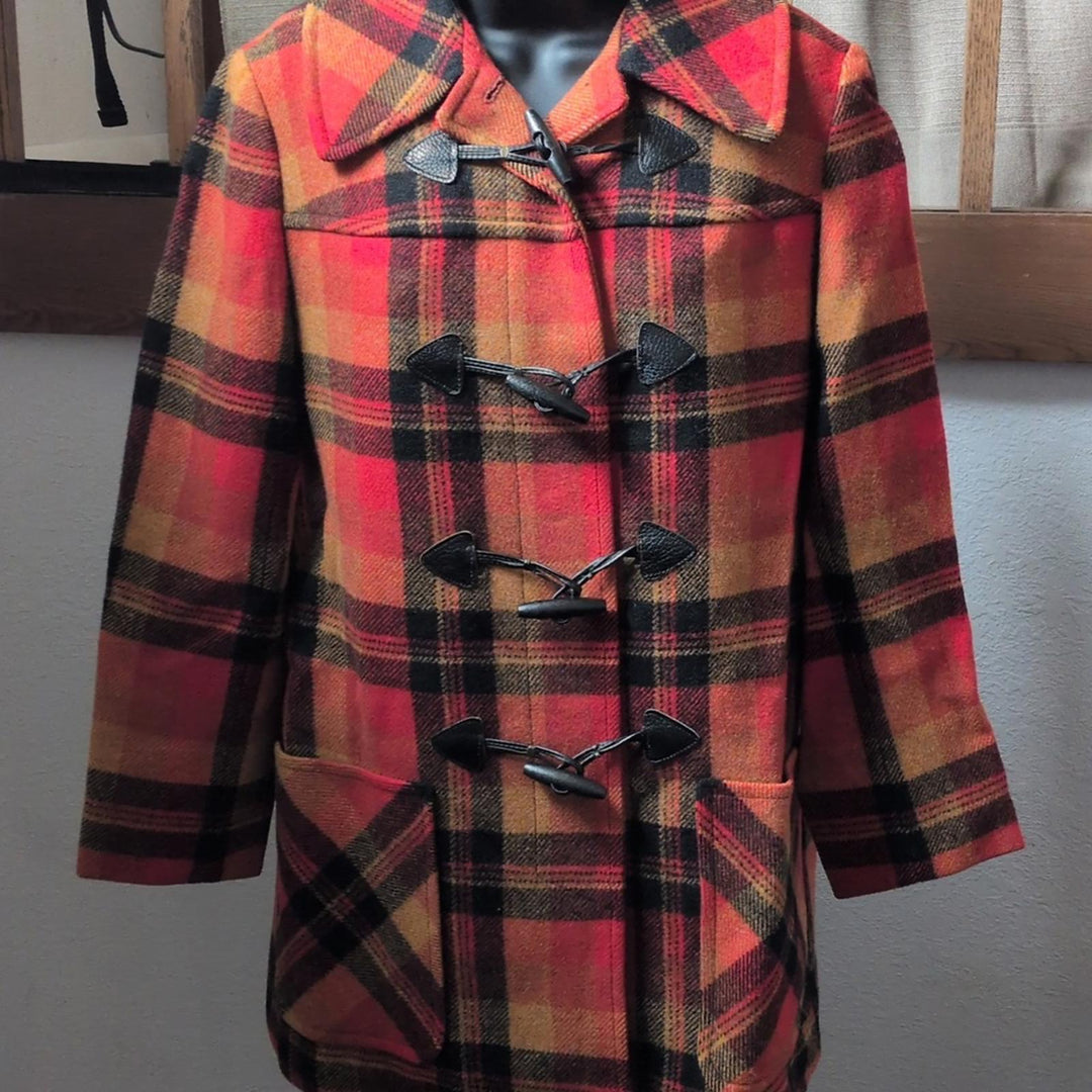 Vintage Knockabouts By Pendleton Plaid Wool Duffle Coat -Vintage size 8
