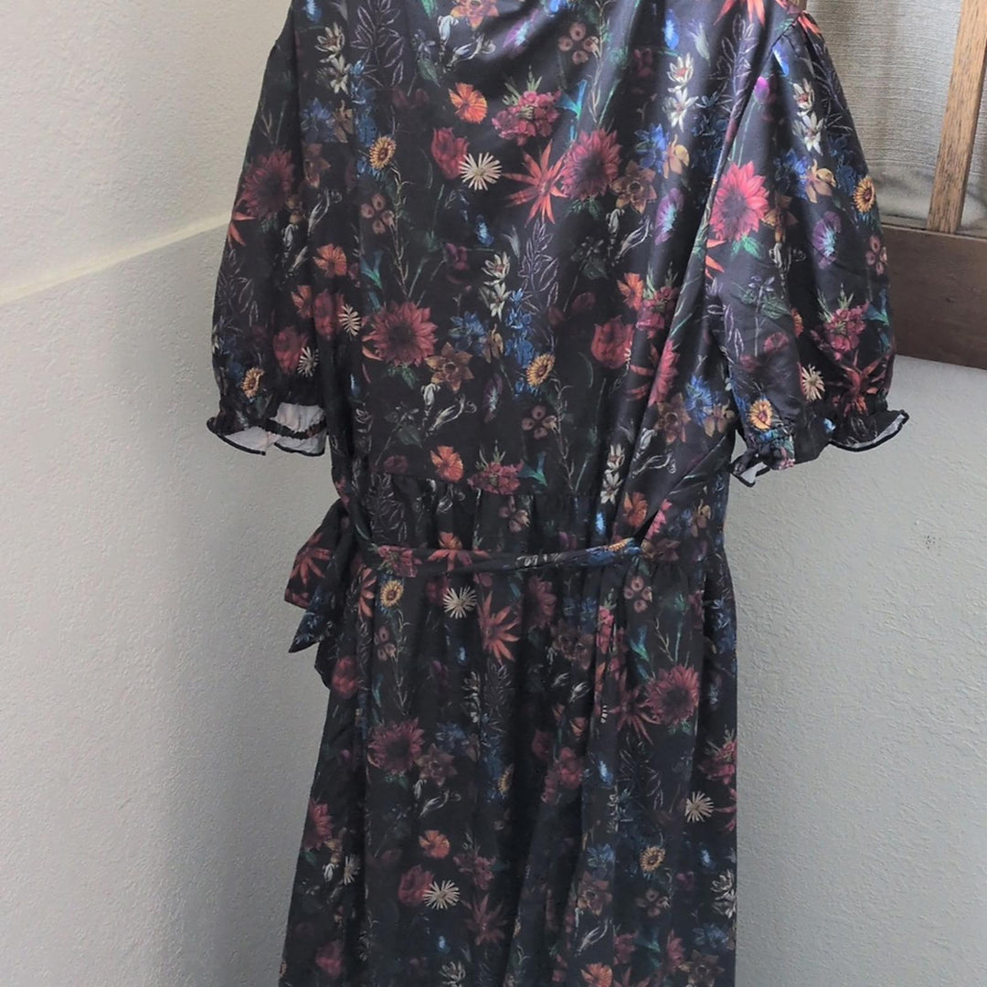 Jessakae Elara Black Floral Wrap Dress - 5x