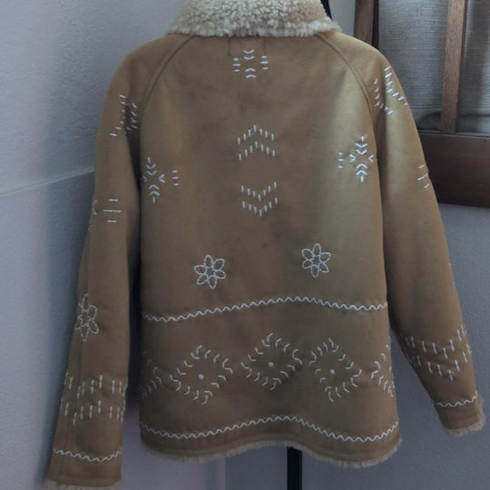 Driftwood Faux Suede Hand Embroidered Style Jacket - Small