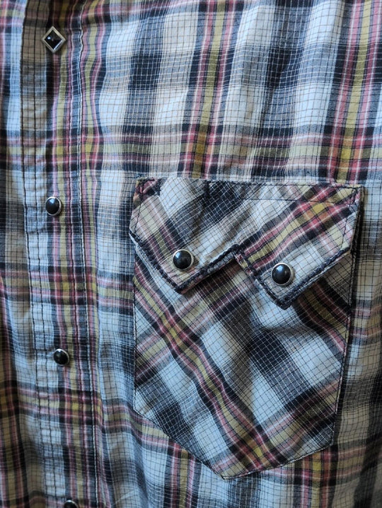 Vintage Wrangler Plaid Pearl Snap Button Down Shirt - Medium