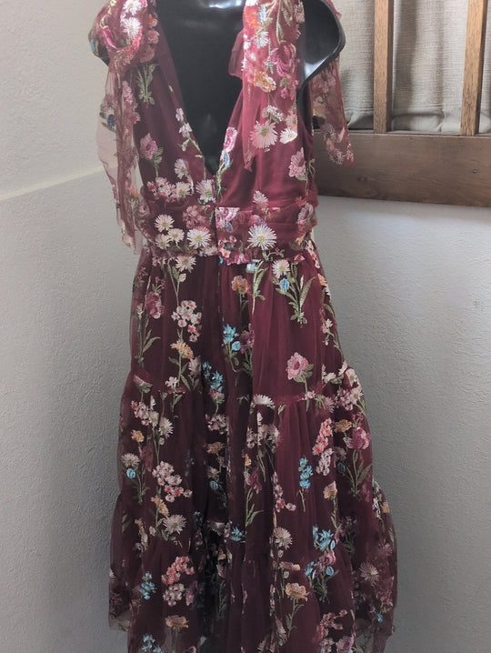 Jessakae Margaret Floral Tie Strap Dress - Small