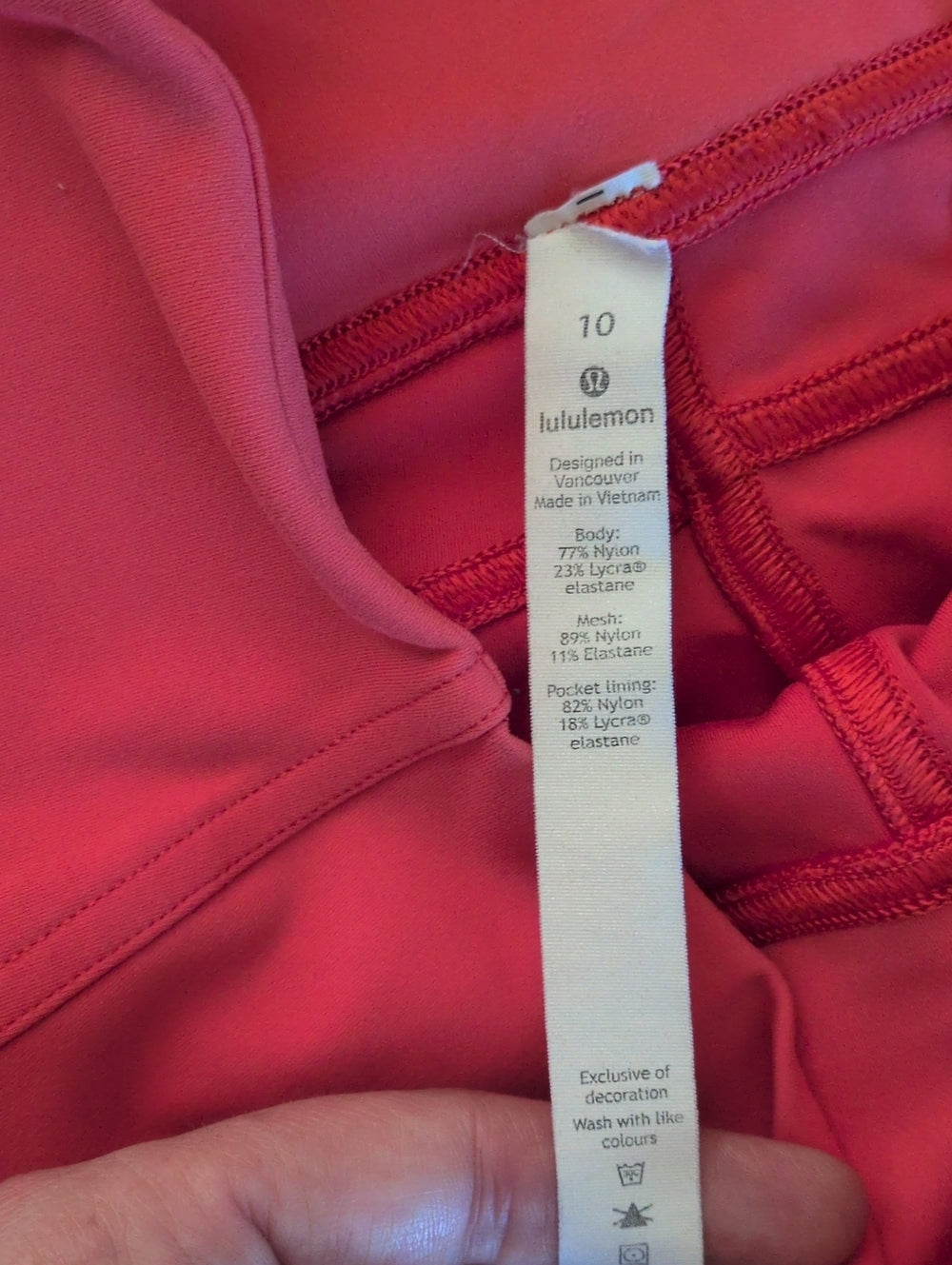 Lululemon Pink/Coral Mesh Legging With Pockets Size 10