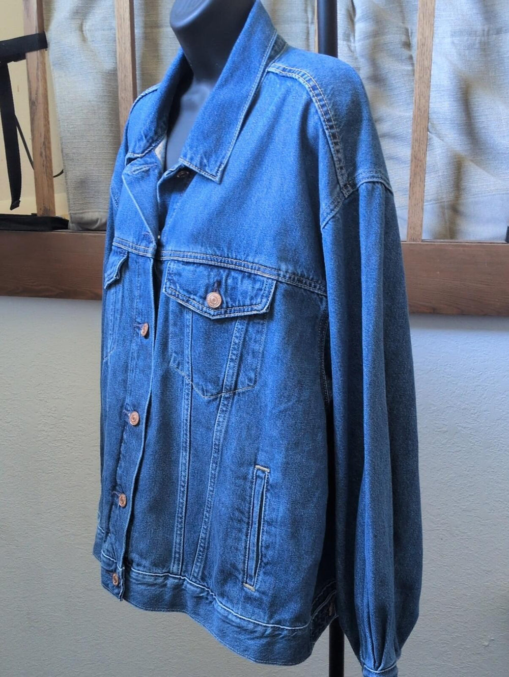Gap X Doen Collab Oversized Mid Blue Denim Jean Jacket - Large