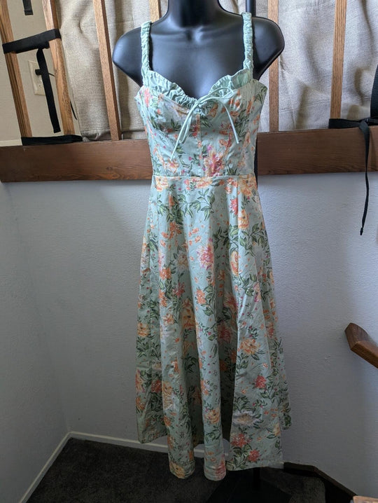 House of CB 'Sabrina' corset fit and flare dress in Light Jade Floral Size XS