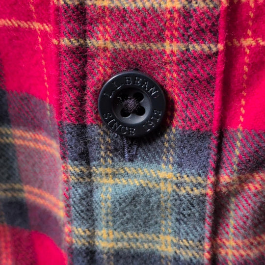 LL Bean Fleece Lined Flannel Shirt In Holiday Nautical Red -  XL