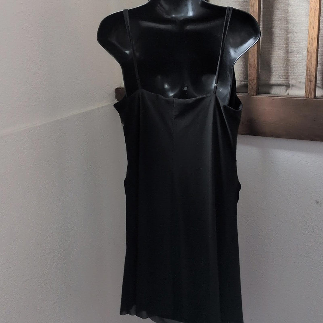 Wayf Black Ruched Mesh Mini Dress - Large