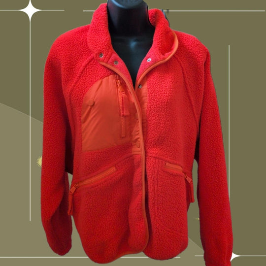 Fp Movement Hit The Slopes Oversized Jacket In Neon Coral - Small