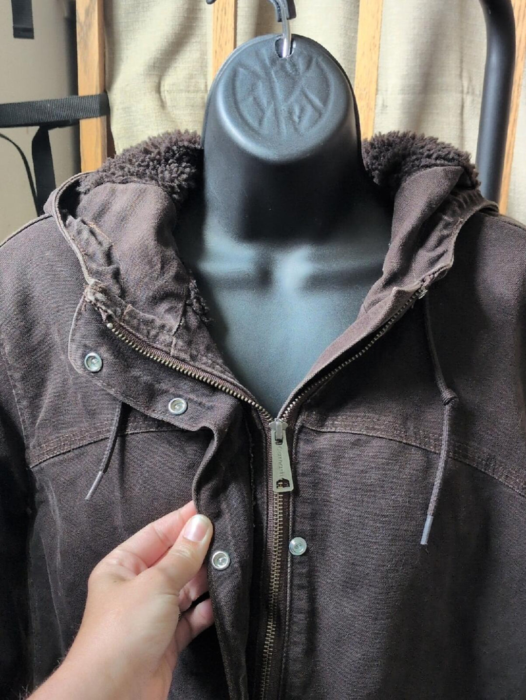 Vintage Y2K Women's Carhartt Duck Canvas And Sherpa Jacket - Small