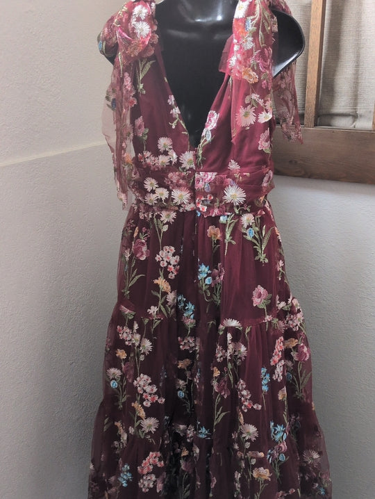 Jessakae Margaret Floral Tie Strap Dress - Small