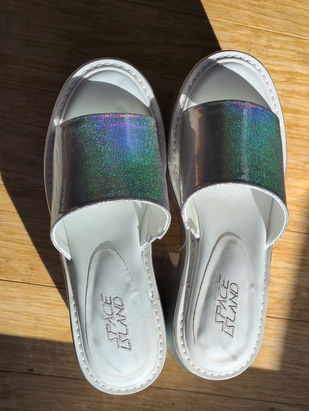 Space Island Holographic Platform Heel Shoes Size 9/40