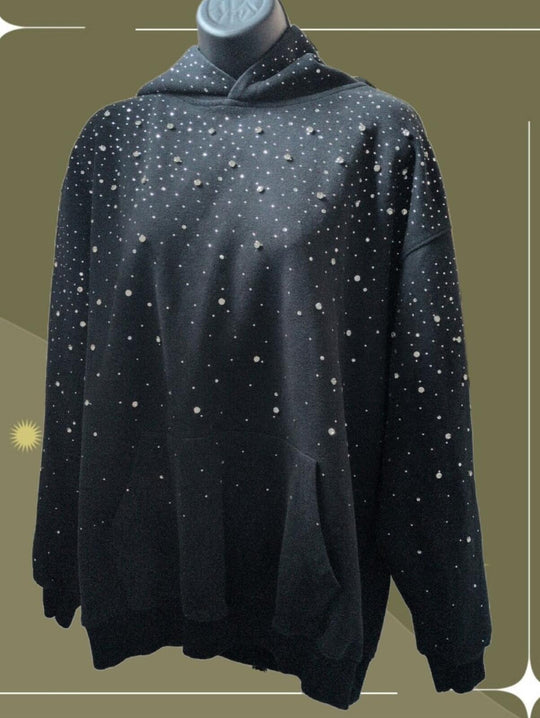 Tiktok Viral Vybes Galaxy Rhinestone Hoodie - L