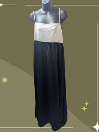 Abercrombie And Fitch Tie Back Maxi Dress In Creme And Black  - Large