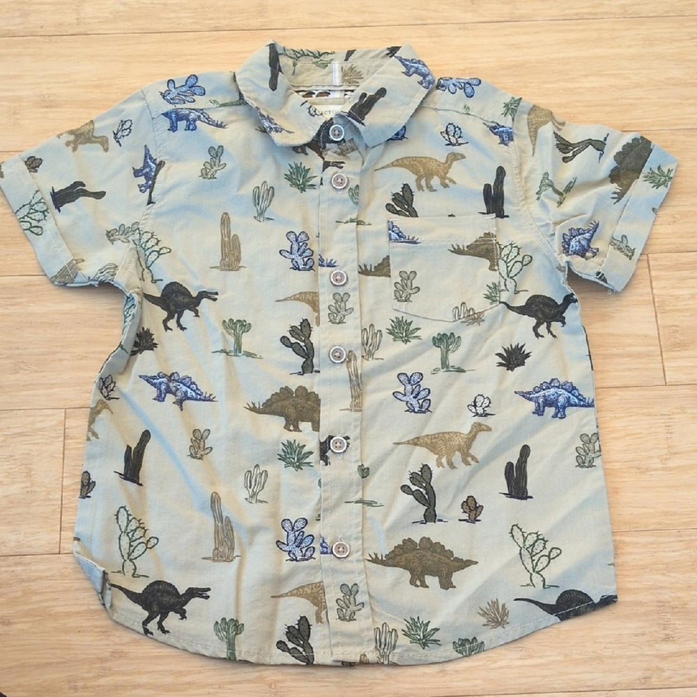Cactus Boys VROMM Dinosaur Button Down Shirt - 3T