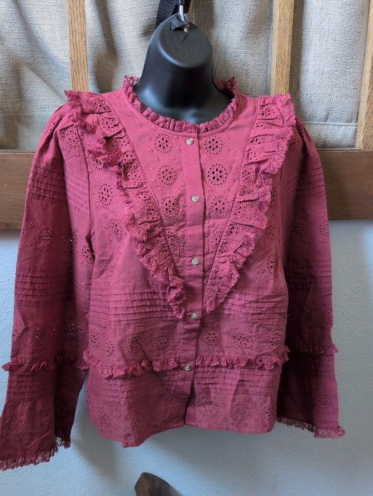 Sézane Nele Shirt in a rosewood / burgundy shade size 40